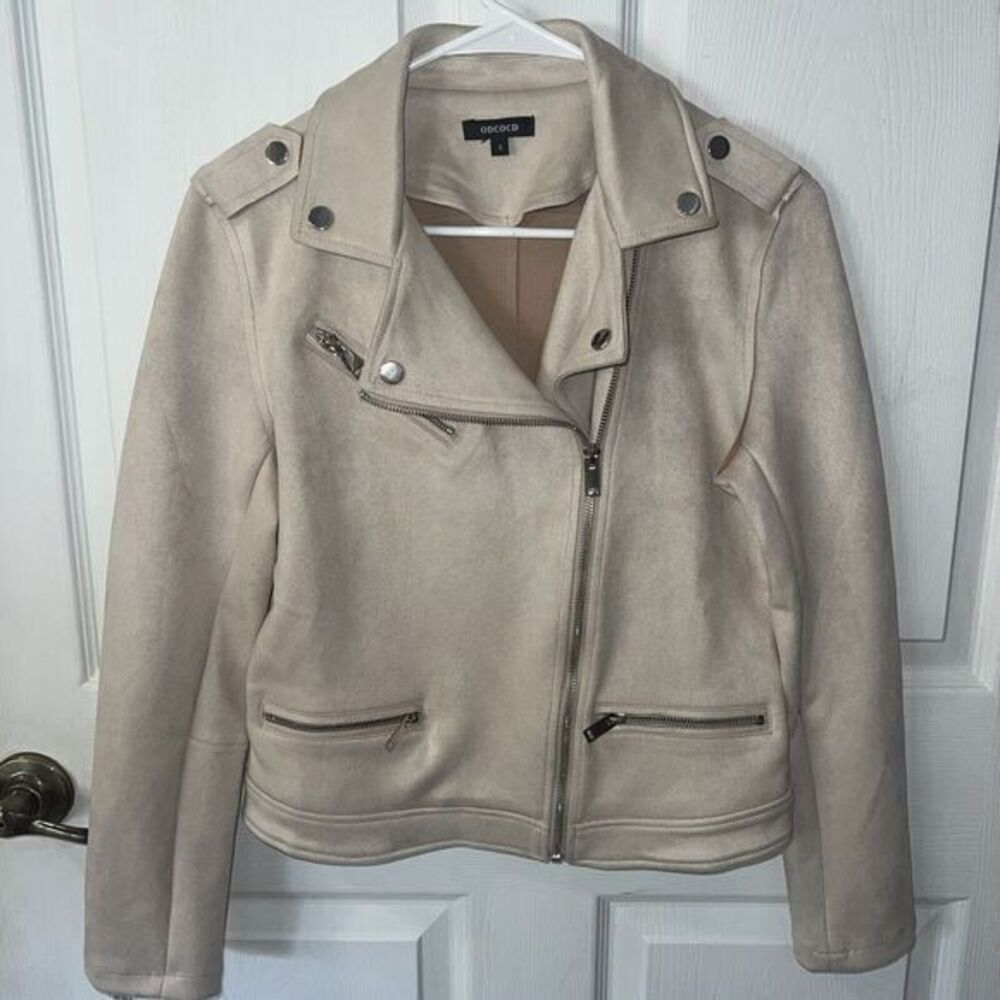 ODCOCD‎ Faux Suede Jacket Sz Sm Women Long Sleeve Zipper Up Casual Outwear NWOT